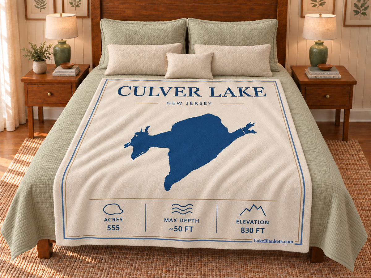 Culver Lake Minimalist blanket displayed on a bed