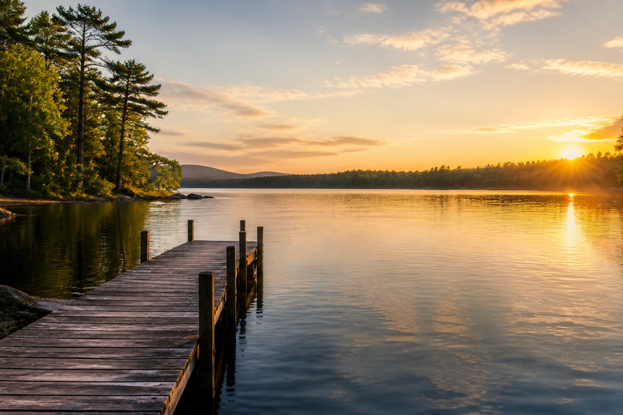 Lake-country scenery inspired by Connecticut
