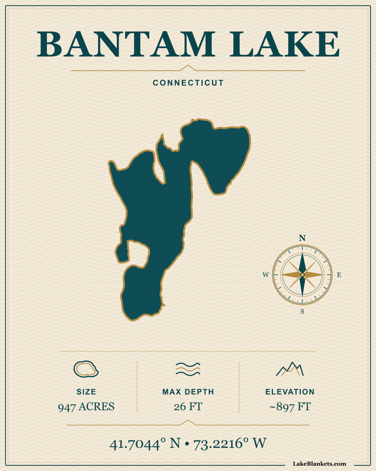 Bantam Lake Minimalist Navigation Premium Lightweight Fleece blanket design