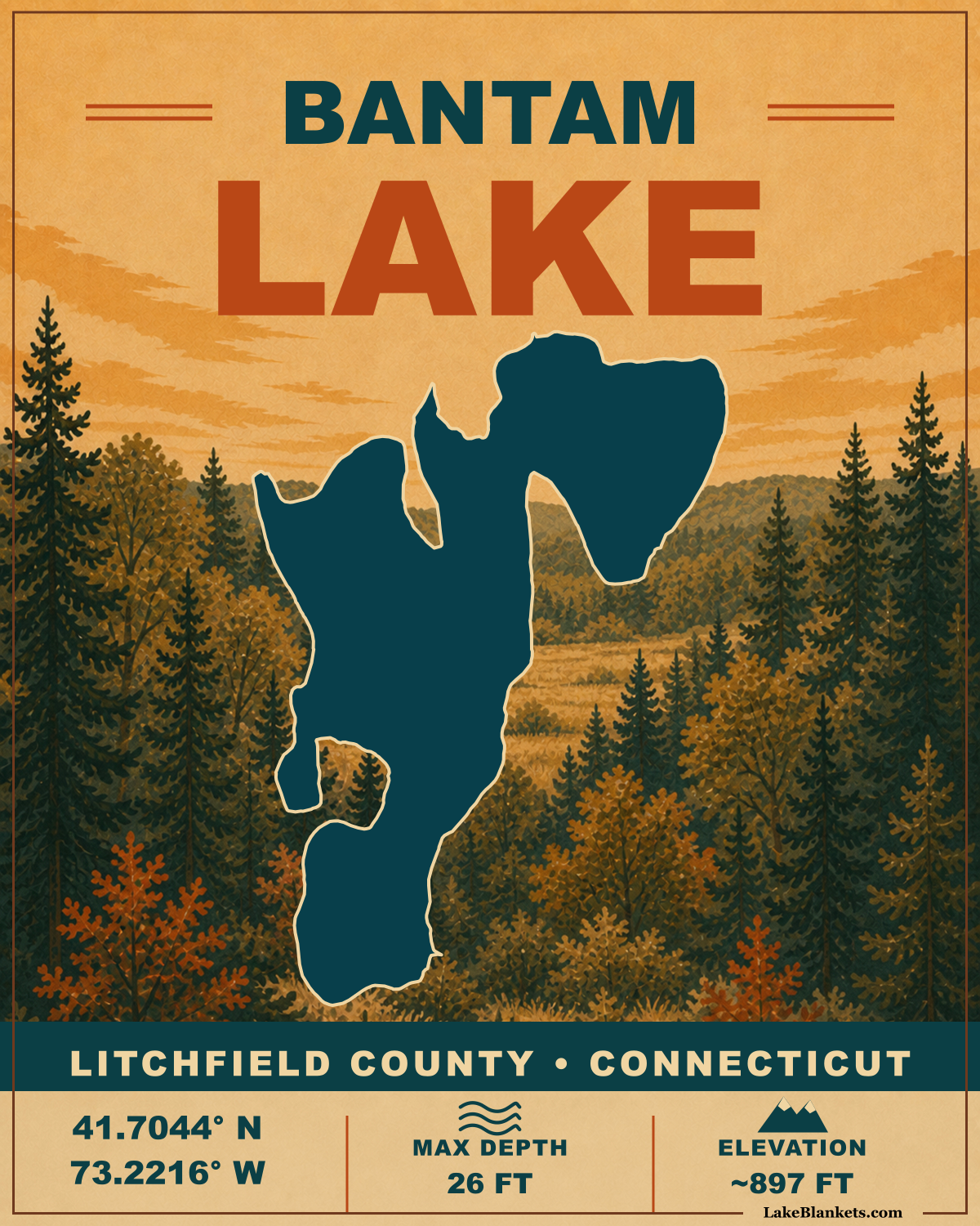 Bantam Lake Vintage Premium Sherpa Fleece blanket design