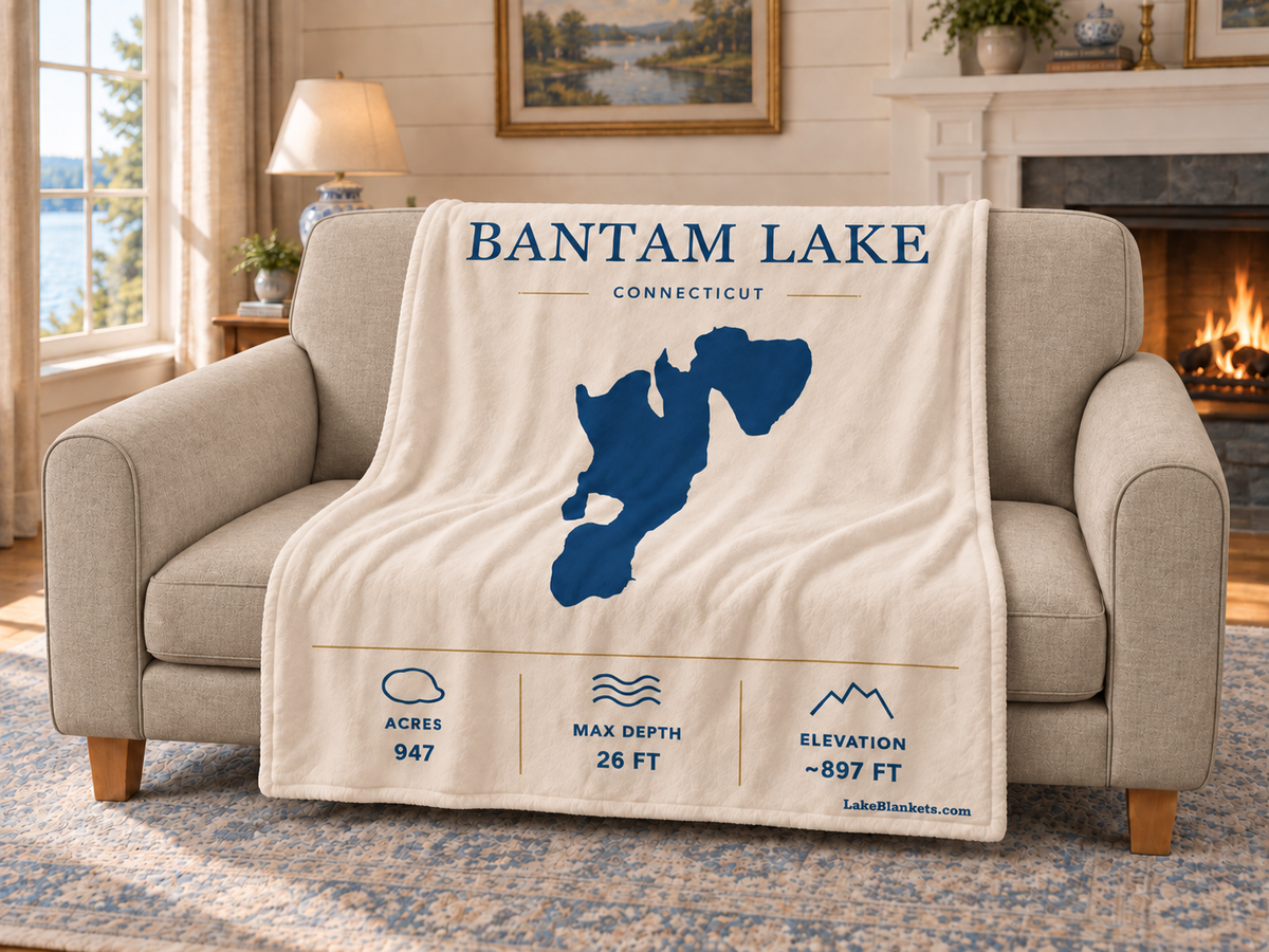 Bantam Lake Minimalist blanket draped over a couch