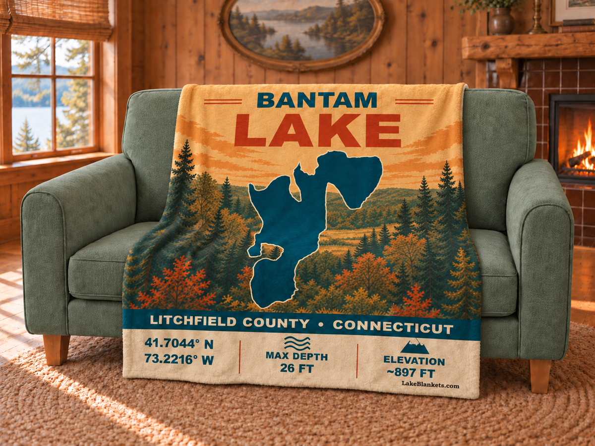 Bantam Lake Vintage blanket draped over a couch