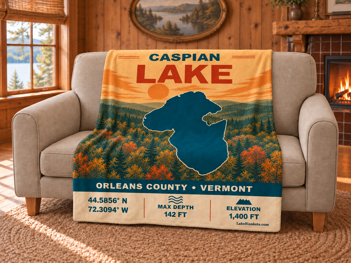 Caspian Lake Vintage blanket draped over a couch