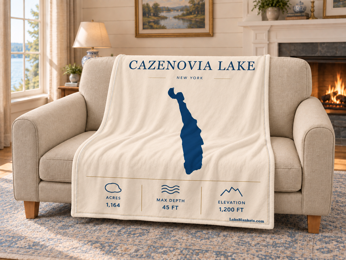 Cazenovia Lake Minimalist blanket draped over a couch