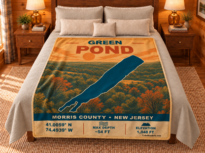 Green Pond Vintage blanket displayed on a bed