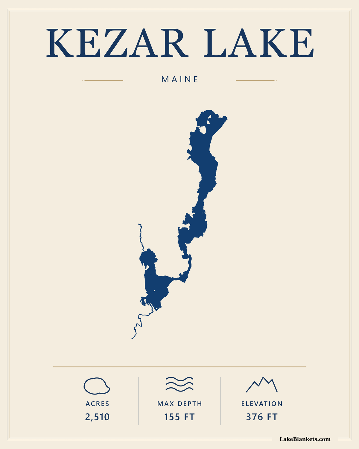 Kezar Lake Maine Minimalist premium lightweight fleece blanket design