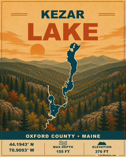 Kezar Lake Maine Vintage premium Sherpa fleece blanket design