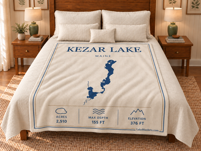 Kezar Lake Minimalist blanket displayed on a bed