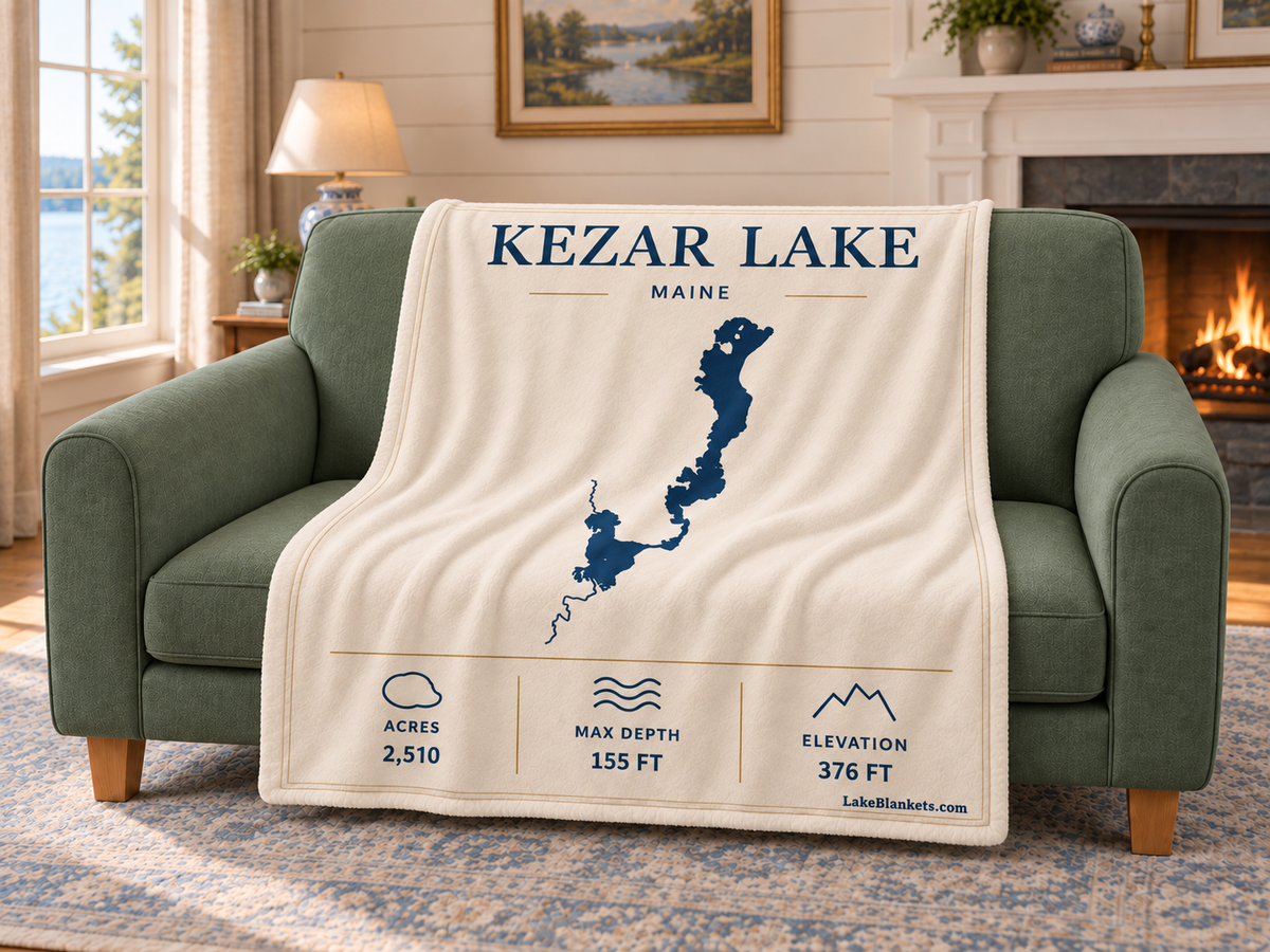 Kezar Lake Minimalist blanket draped over a couch