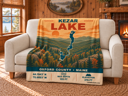 Kezar Lake Vintage blanket draped over a couch