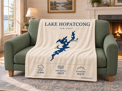 Lake Hopatcong Minimalist blanket draped over a couch