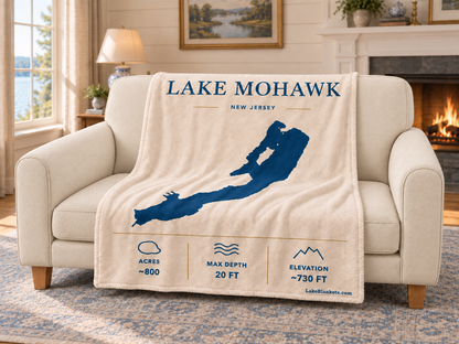 Lake Mohawk Minimalist blanket draped over a couch