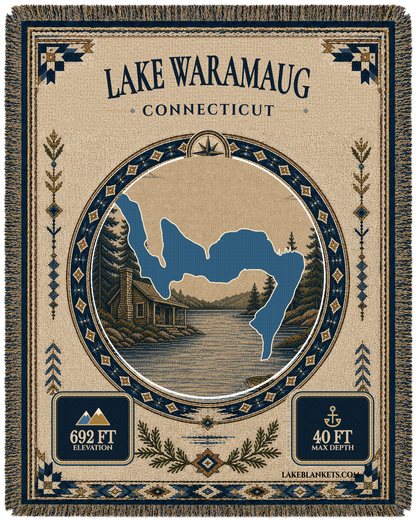 Lake Waramaug Woven Landmark Medallion Woven blanket design