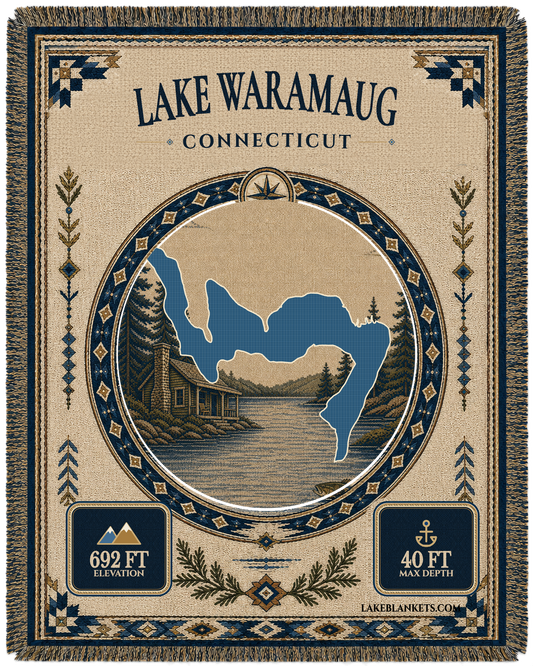 Lake Waramaug Woven Landmark Medallion Woven blanket design
