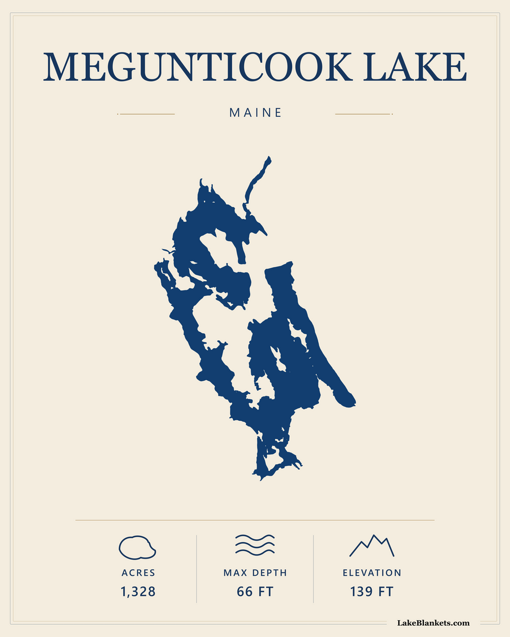 Megunticook Lake Maine Minimalist premium lightweight fleece blanket design