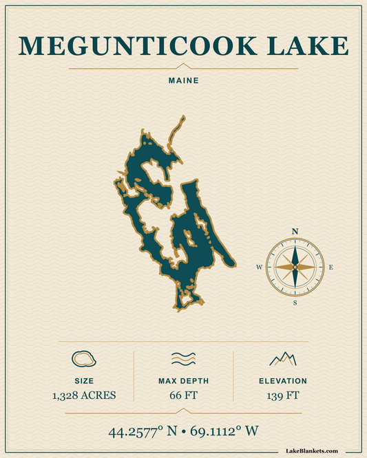 Megunticook Lake Maine Minimalist Navigation premium lightweight fleece blanket design