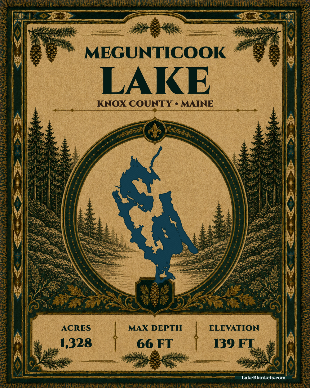 Megunticook Lake Maine Woven Heritage woven blanket design