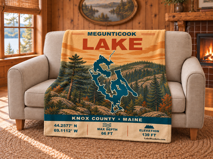 Megunticook Lake Vintage blanket draped over a couch