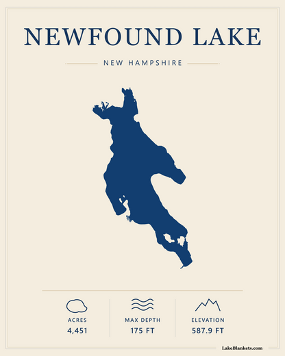 Newfound Lake New Hampshire minimalist premium lightweight fleece blanket design