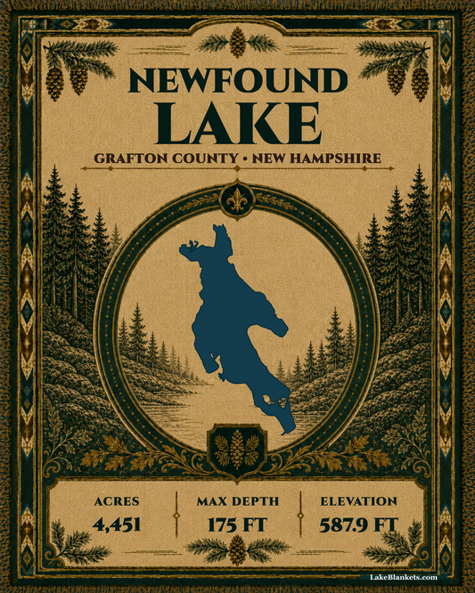 Newfound Lake New Hampshire Woven Heritage tapestry-style woven blanket design