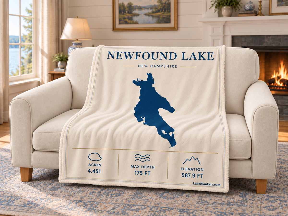 Newfound Lake Minimalist blanket draped over a couch