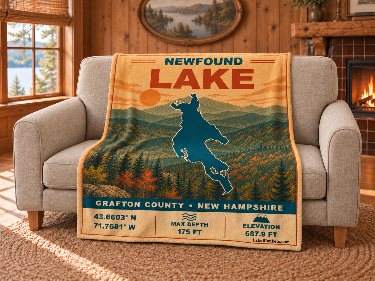 Newfound Lake Vintage blanket draped over a couch