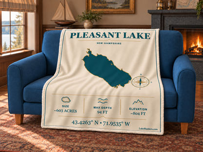 Pleasant Lake (New London) Minimalist Navigation blanket draped over a couch