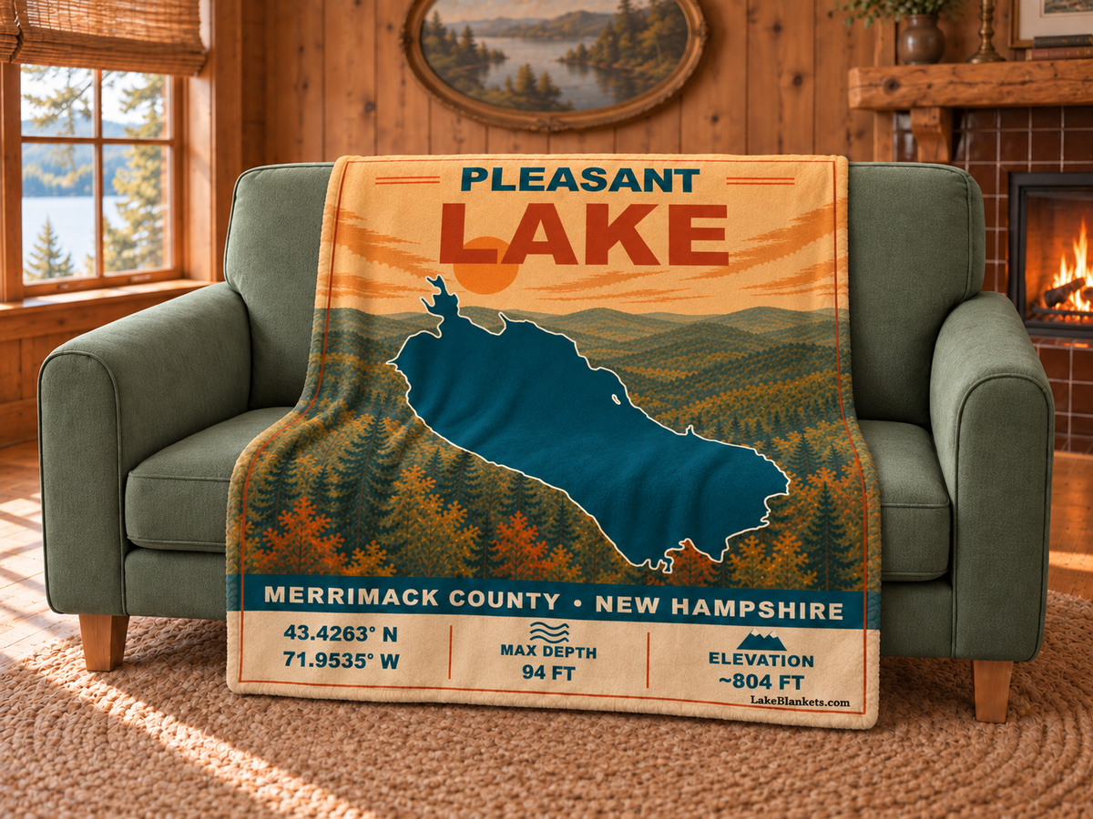Pleasant Lake (New London) Vintage blanket draped over a couch
