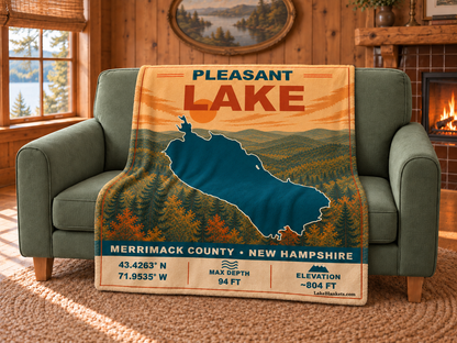 Pleasant Lake (New London) Vintage blanket draped over a couch