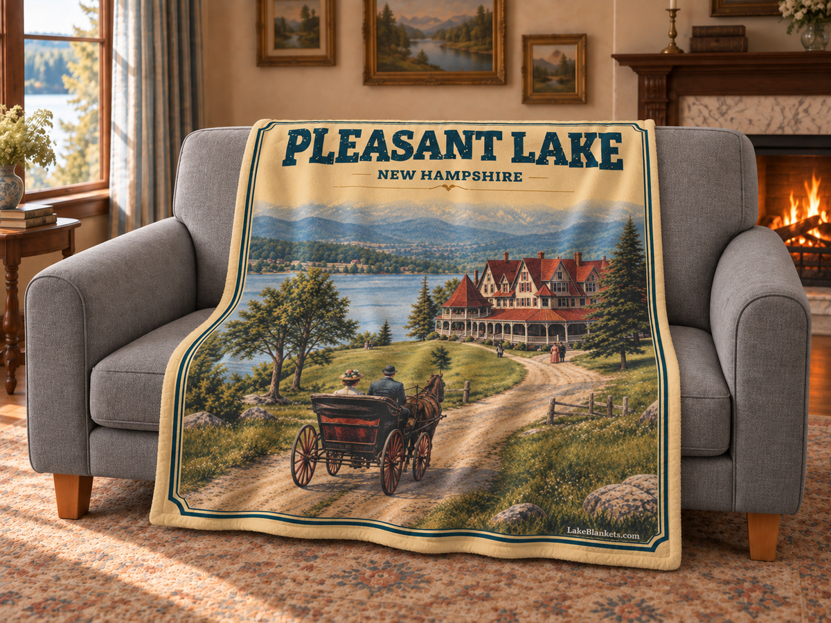 Pleasant Lake (New London) Photoesc blanket draped over a couch