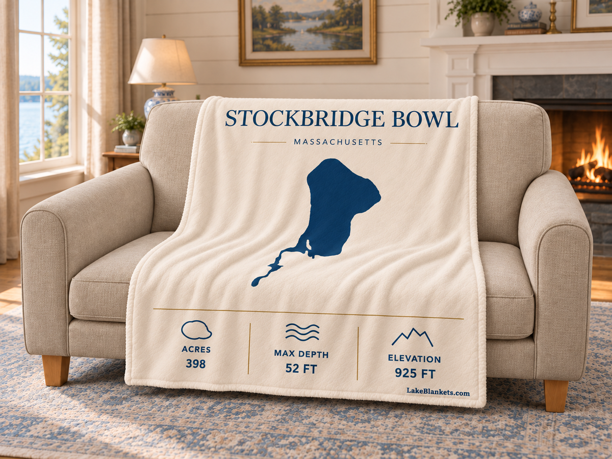 Stockbridge Bowl / Lake Mahkeenac Minimalist blanket draped over a couch