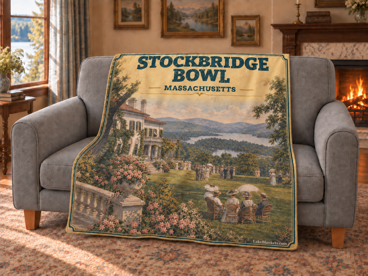 Stockbridge Bowl / Lake Mahkeenac Photoesc blanket draped over a couch