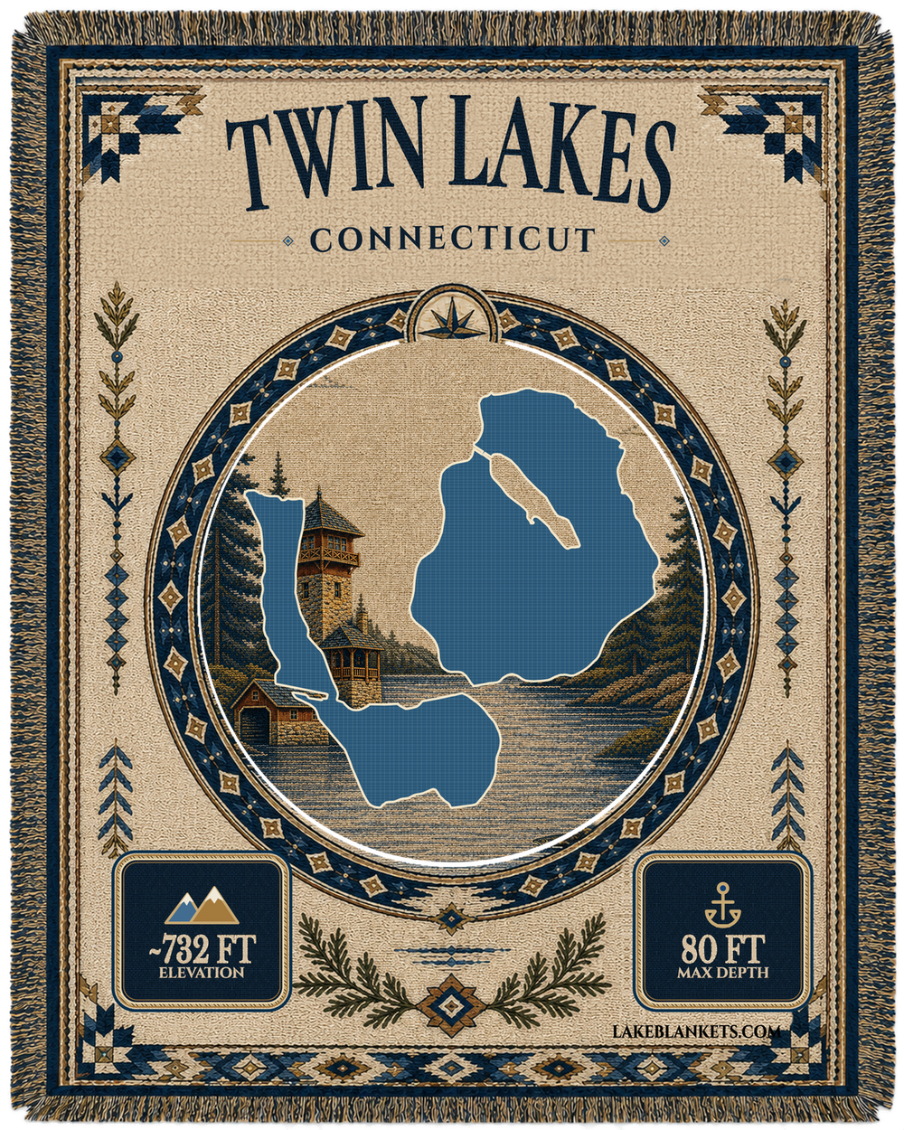 Twin Lakes (Washinee / Washining) Woven Landmark Medallion Woven blanket design