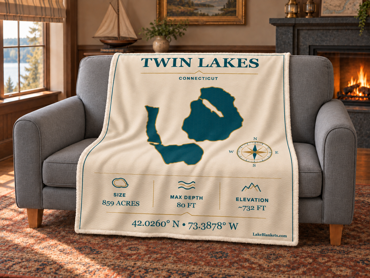 Twin Lakes (Washinee / Washining) Minimalist Navigation blanket draped over a couch