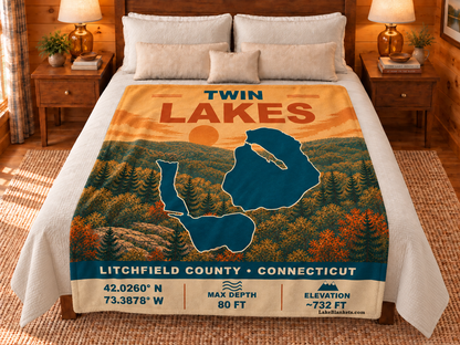 Twin Lakes (Washinee / Washining) Vintage blanket displayed on a bed