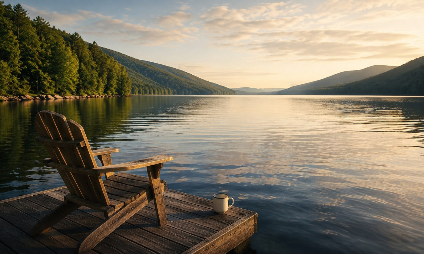 Warm lake-life view inspired by Otsego Lake
