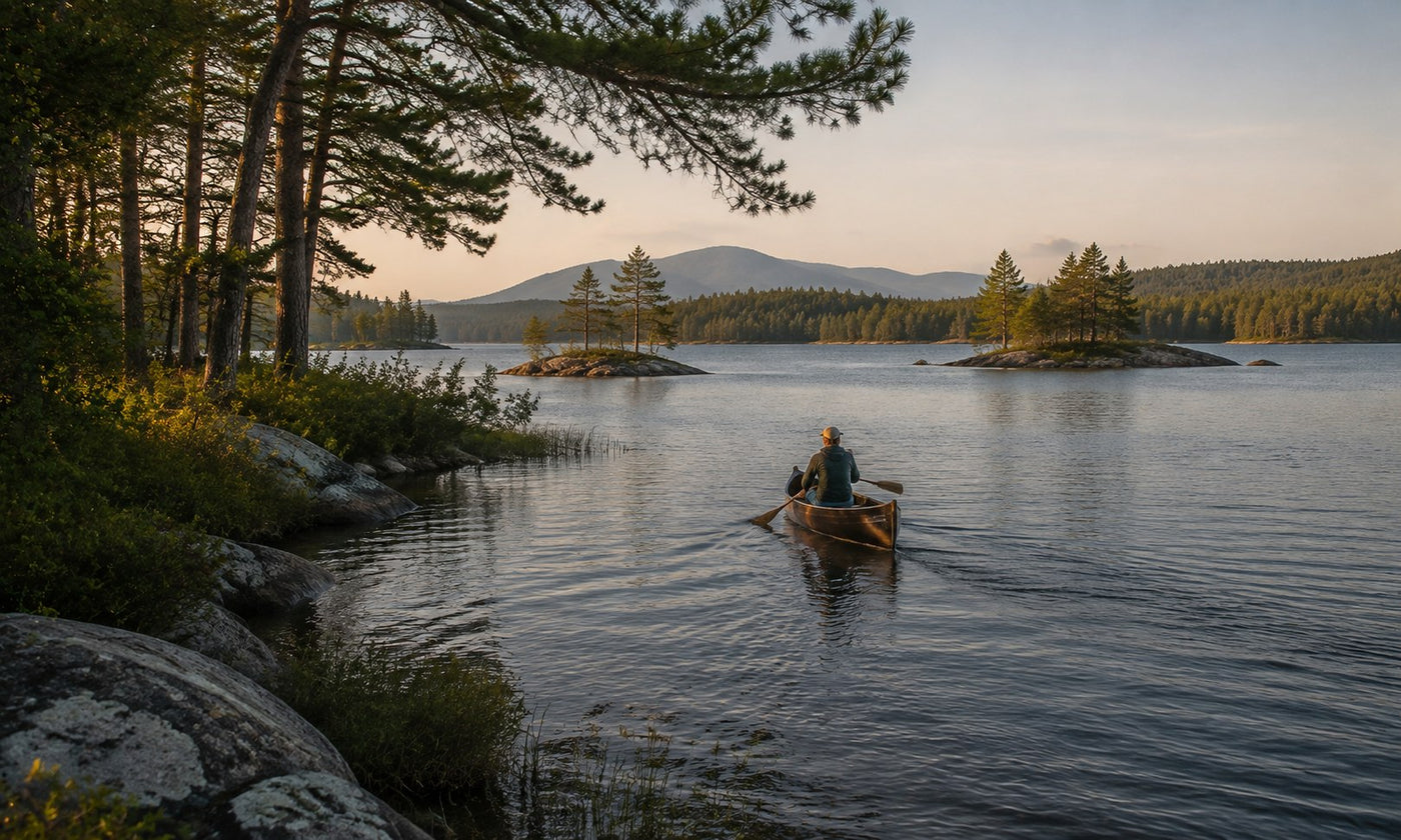 Warm lake-life view inspired by Squam Lake