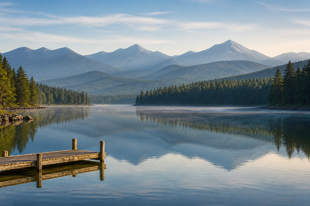 Warm lake-life view inspired by New Hampshire