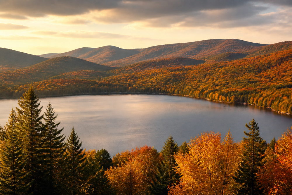 Warm lake-life view inspired by Vermont